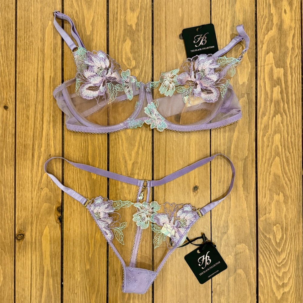 Honey Birdette Christine Lace Lingerie Set in Unicorn (Lilac)